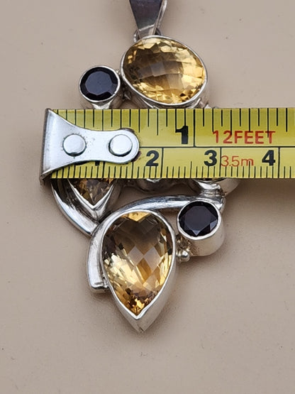Garnet/Citrine/Sterling Silver Mixed Cut Pendant