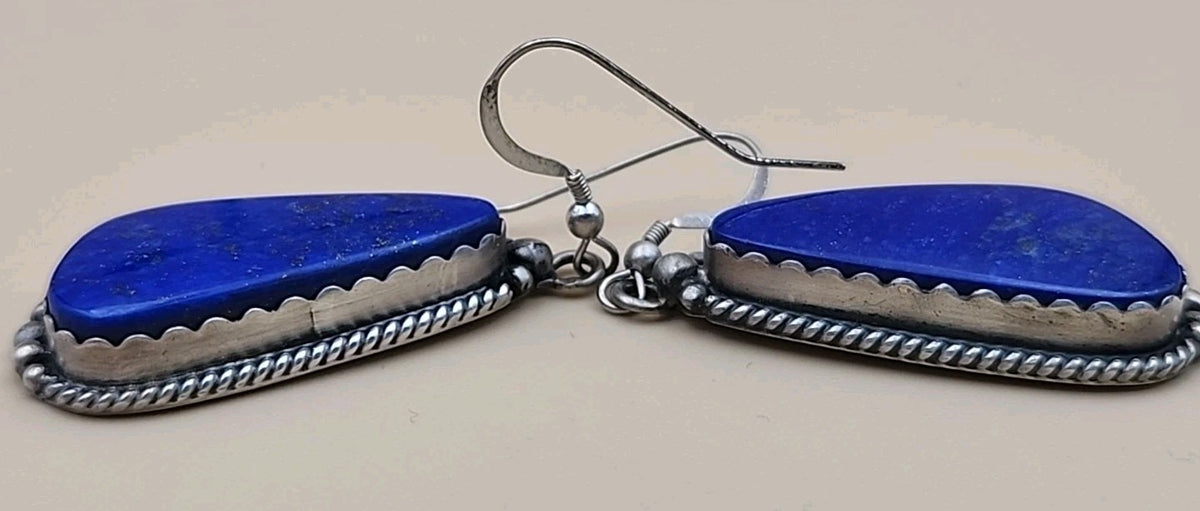 ELOISE KEE NAVAJO  Lapis Lazuli/Sterling Silver Dangle Earrings