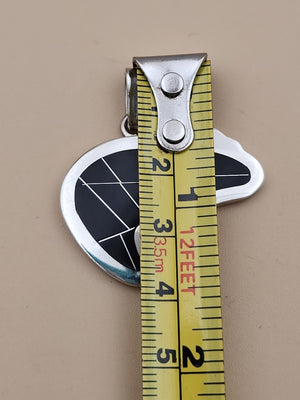 Mexico Southwest Style 950 Fine Silver/ Black Inlaid Onyx Bear Pendant
