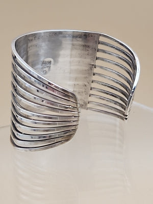 ANSON LETICIA WALLACE ZUNI Turquoise Inlaid/Sterling Silver Cuff Bracelet