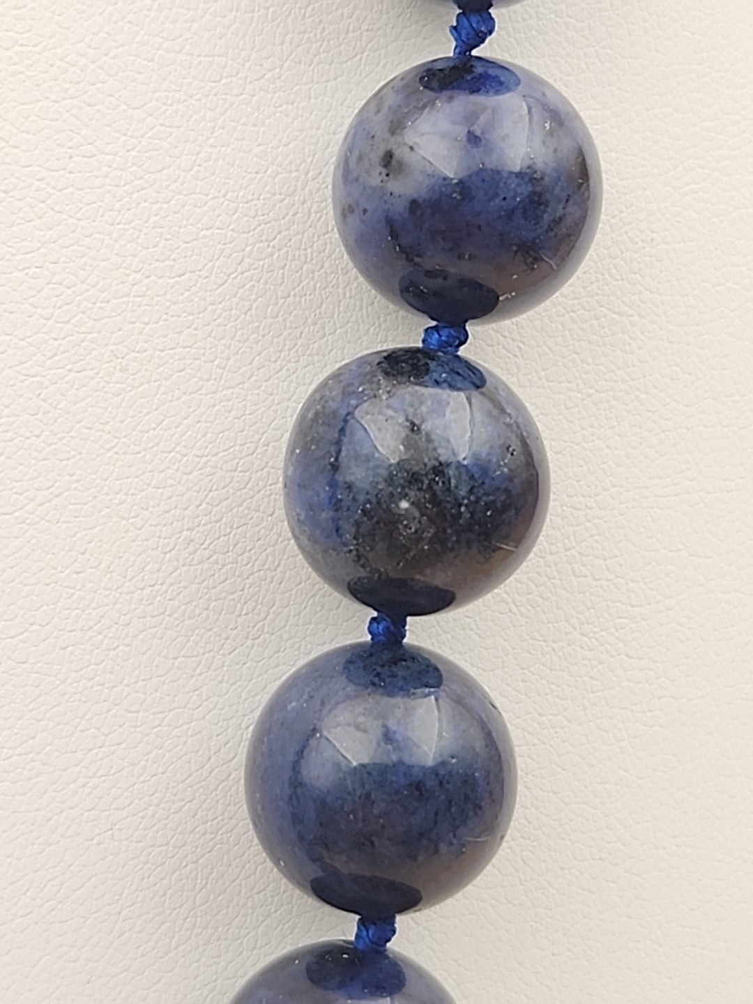 Blue Dumortierite Polished 14mm Bead/Sterling Silver Clasp 17" Necklace