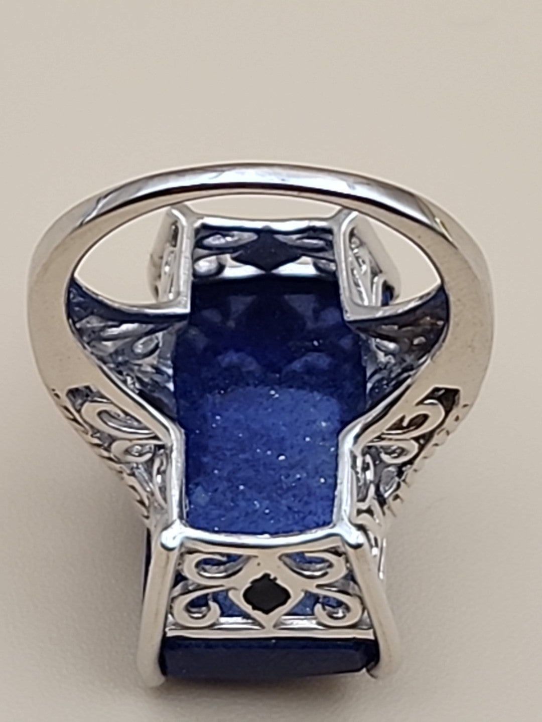 Faceted Lapis Lazuli/Sterling Silver Filagree Ring Size 7