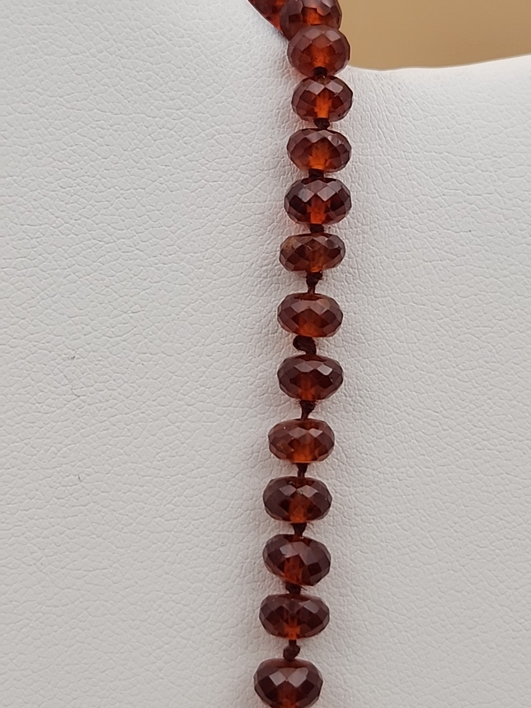 Faceted Rondele Hessonite Garnet Vermeil Graduated Vintage 26" Necklace