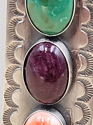 TONY YAZZIE N.A.  NAVAJO Spiny Oyster/Turquoise/Sterling Silver Pendant