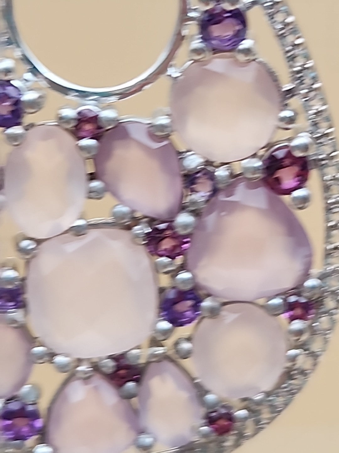 Amethyst/Rose Quartz/White Quartz/Sterling Silver Teardrop Drop/Dangle Earrings