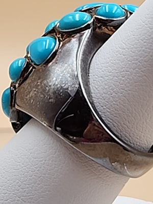MICHAEL DAWKINS Sterling Silver Sleeping Beauty Turquoise Cluster Ring Size 7