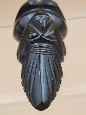 Gold Sheen Obsidian Hand Carved Mayan Aztec Statue