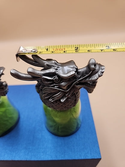 5IVESIS Set Of 2 Pewter Dragons Head Shot Glasses