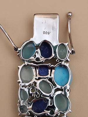 KHR JEWELS Stabilized Turquoise/Lapis/Chalcedony/Blue/White Topaz 7.5"Bracelet