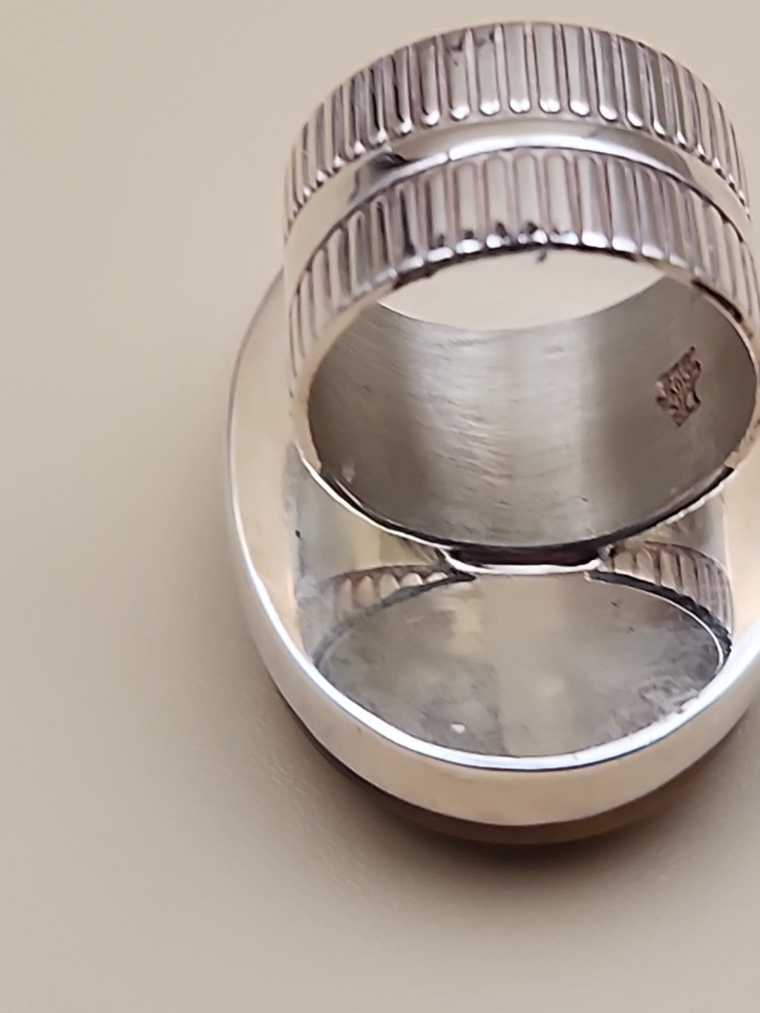 Chalcedony/Tigers Eye/Sterling Silver Ring Size 5