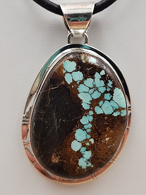 PHILLIP SANCHEZ Navajo Native American  Sterling Silver/ Turquoise Pendant
