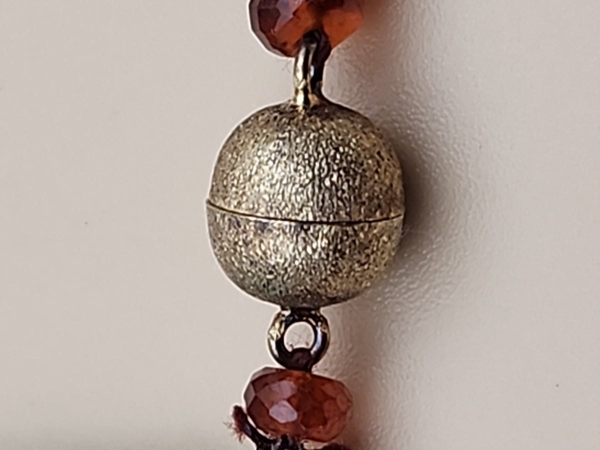 Faceted Rondele Hessonite Garnet Vermeil Graduated Vintage 26" Necklace