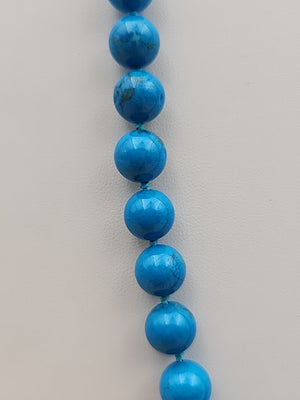 Turquoise 28" Beaded Necklace With Matching 14k Gold Post Stud Earrings