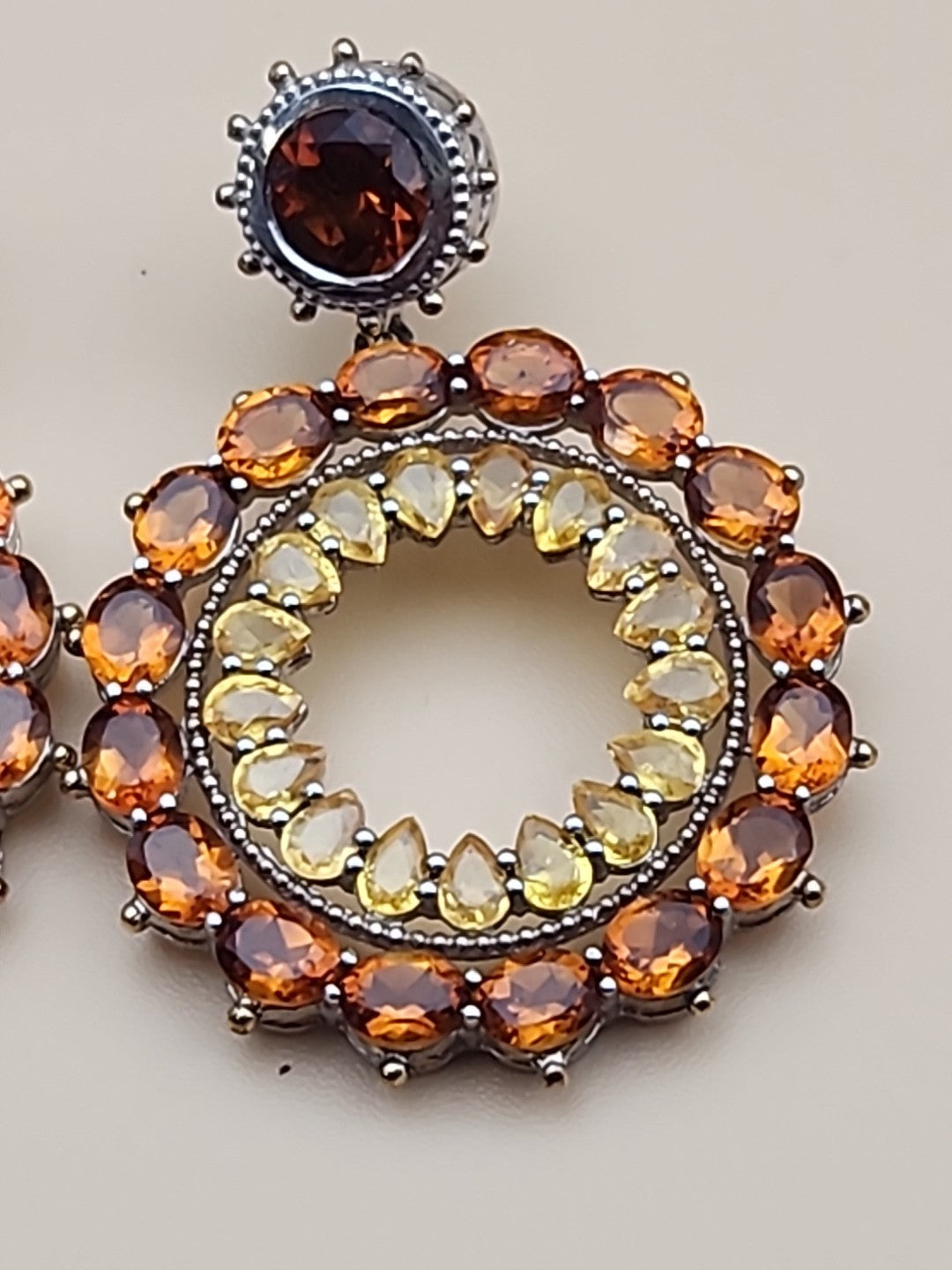 DALLAS PRINCE Yellow/Orange Citrine Drop/Dangle Hoop Earrings