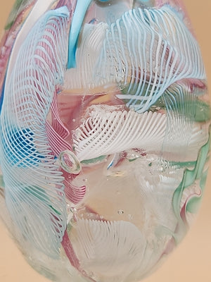 MURANO Italy Fratelli Toso Latticino Millefiori Scramble Pastel Egg Paperweight