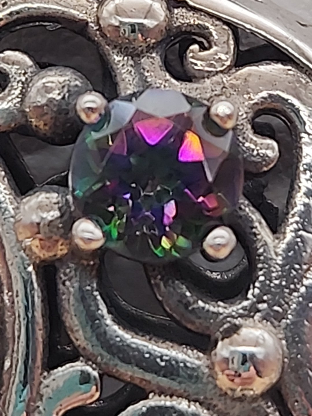 BERIA Turkish Turquoise/Mystic Topaz/Green Onyx/Sterling Silver Filagree Pendant