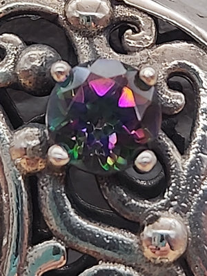 BERIA Turkish Turquoise/Mystic Topaz/Green Onyx/Sterling Silver Filagree Pendant