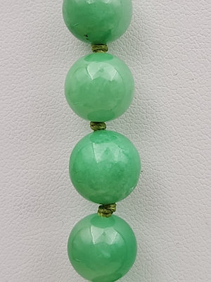 GRASSMAN-BLAKE 14k/Natural Green Onyx/Double Knotted/Graduated/Beaded Necklace