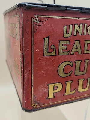 1900's UNION LEADER Antique Cut Plug Tobacco Tin With Lock And Handle