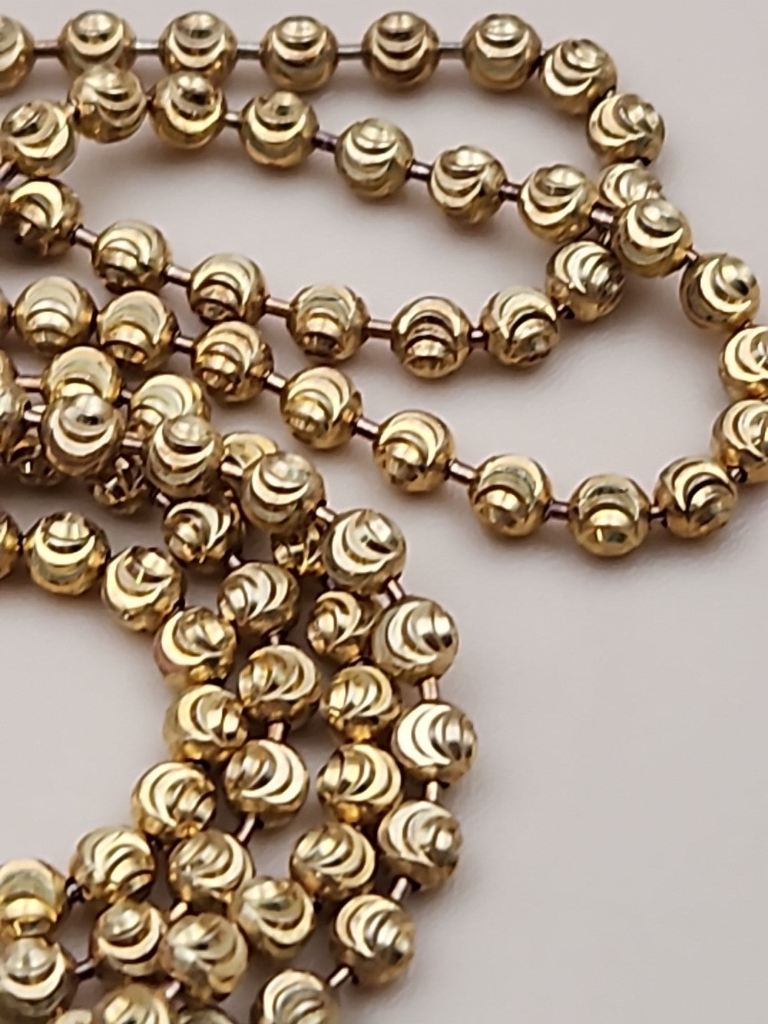 Italian Moon Cut/Gold Plated/Sterling Silver/30" Ball Bead Chain Necklace