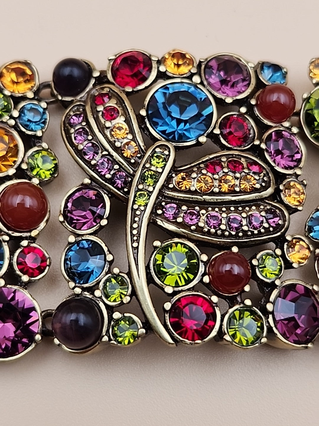 HEIDI DAUS Multi Color Faceted Swarovski Crystal/Dragonfly Panel Bracelet