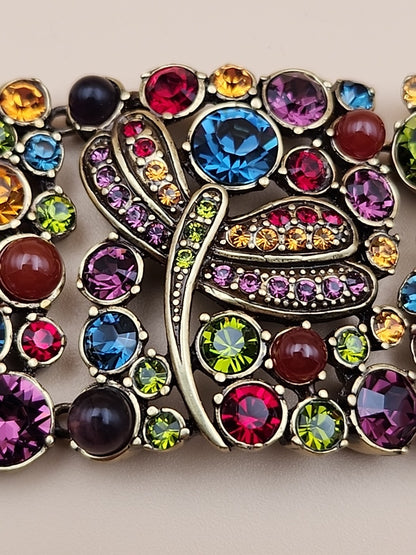 HEIDI DAUS Multi Color Faceted Swarovski Crystal/Dragonfly Panel Bracelet