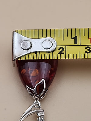 Baltic Cognac Amber/Sterling Silver 1.75" Drop/Dangle Earrings