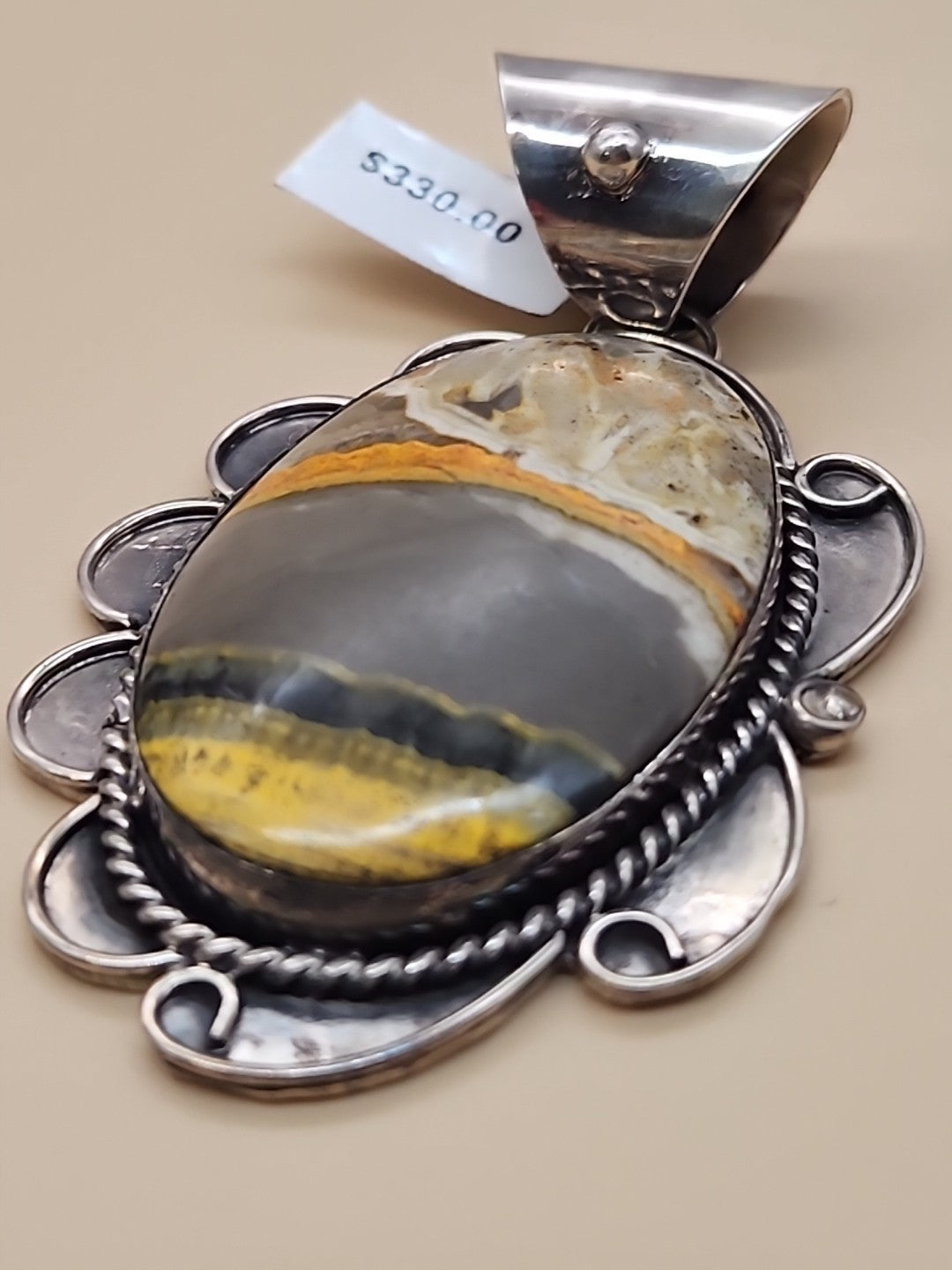 GARY NEZ NAVAJO Bumblebee Jasper/Sterling Silver Pendant