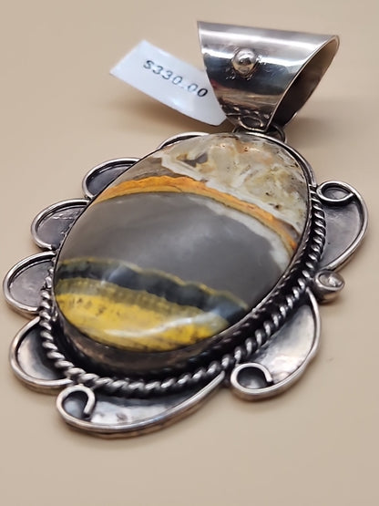 GARY NEZ NAVAJO Bumblebee Jasper/Sterling Silver Pendant