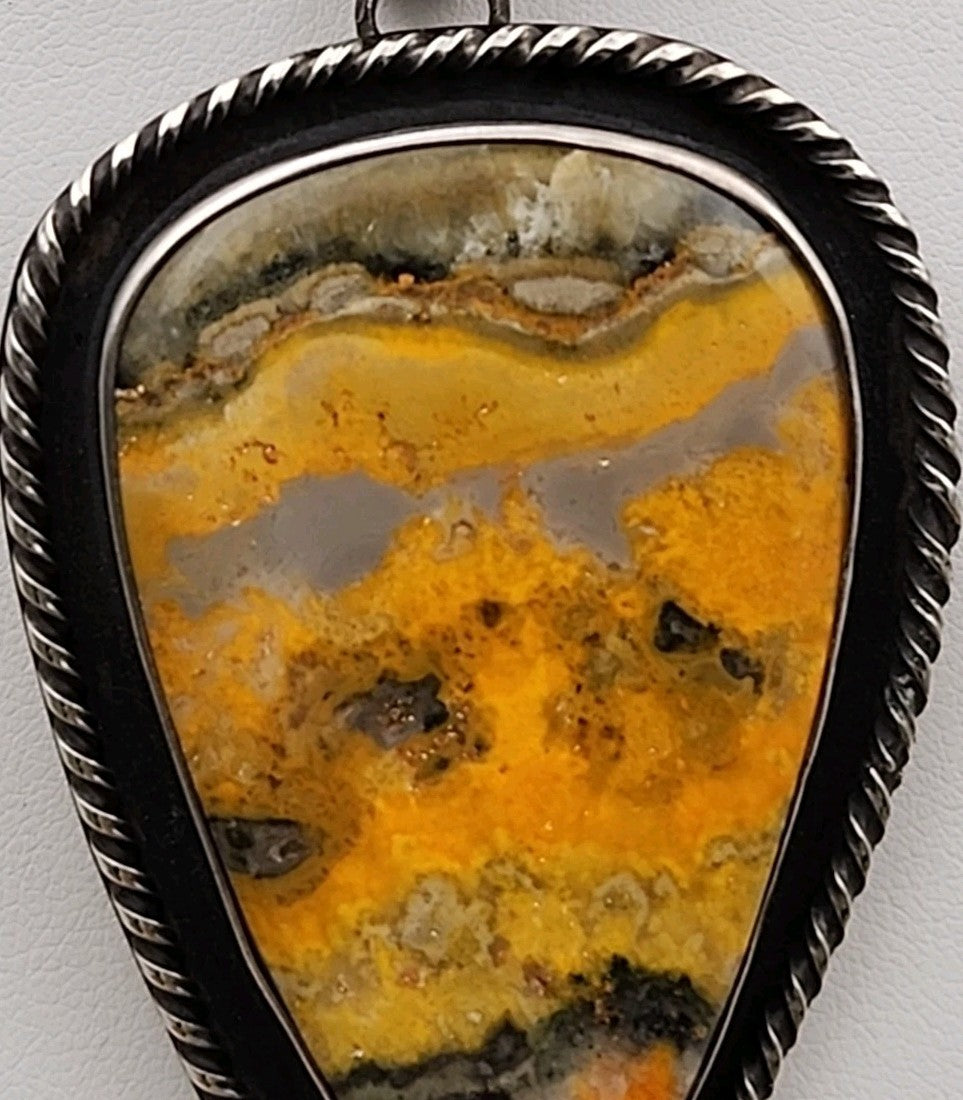 CHIMNEY BUTTE NAVAJO Bumblebee Jasper/Sterling Silver Pendant