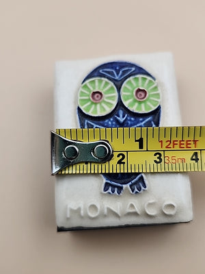 Ceramic Topped Vintage Matchbox Cover With Wood Matches From Monaco