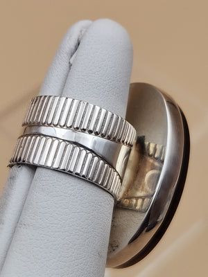 Chalcedony/Tigers Eye/Sterling Silver Ring Size 5