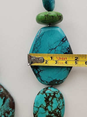 AMY KAHN RUSSELL Original  Green &  Blue Chunky Turquoise 24" Necklace 9.5 OZ TW