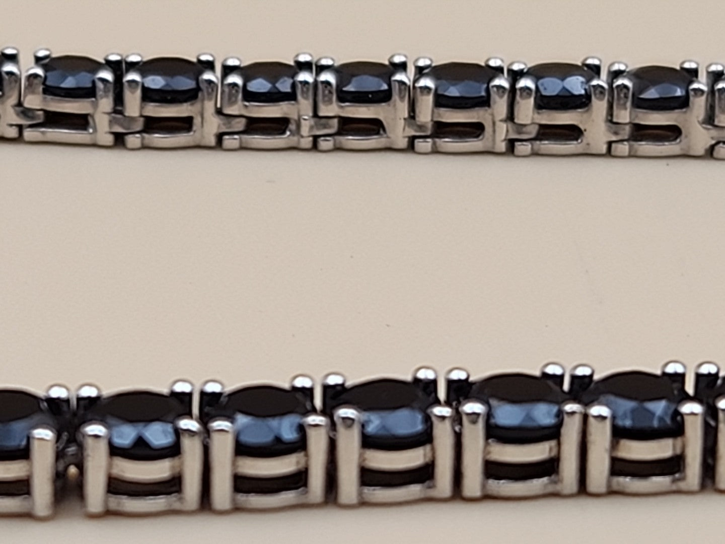 Black Onyx/Sterling Silver 18" Tennis Necklace