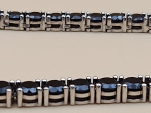 Black Onyx/Sterling Silver 18" Tennis Necklace