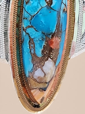 Chrysocolla Shattuckite/ Engraved Sterling Silver Hoop Style Dangle Earrings
