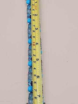 KHR JEWELS Stabilized Turquoise/Lapis/Chalcedony/Blue/White Topaz 7.5"Bracelet