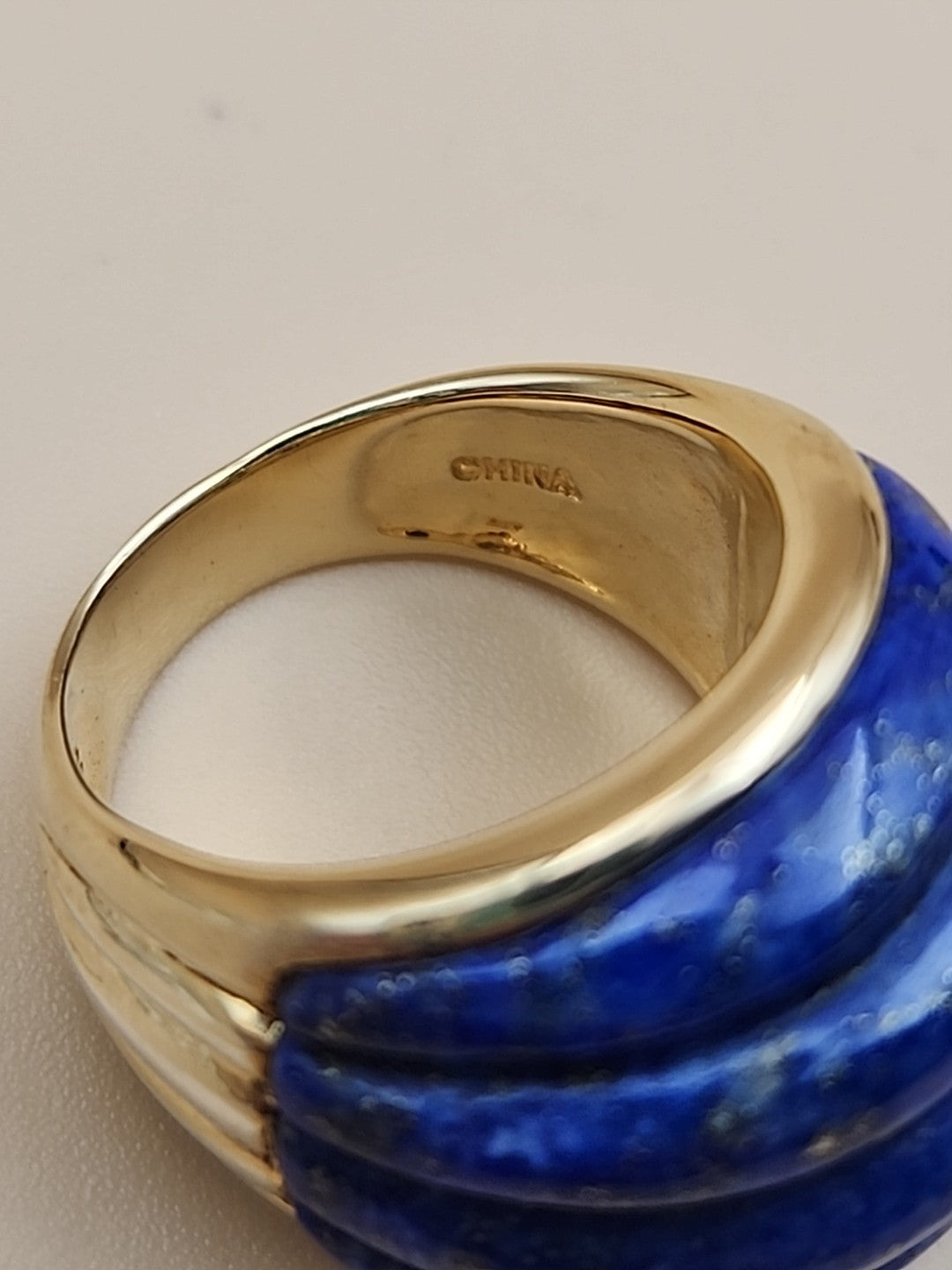 ROSS SIMONS Carved Lapis Lazuli/18k Over Sterling Dome Ring Size 7