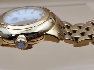 GLAM ROCK Miami Quartz Gold Tone/Crystal Indices/Glowing Hands Watch NEW BATTERY