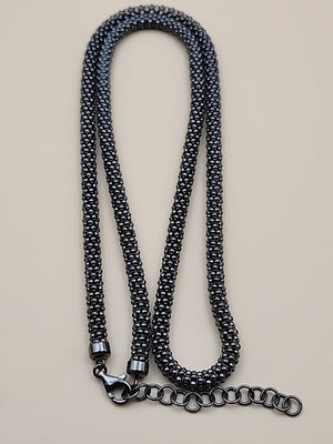 MILOR ITALY/Black Rhodium Over Sterling Silver 30"-32" Popcorn Necklace