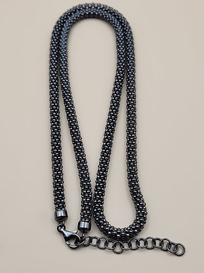 MILOR ITALY/Black Rhodium Over Sterling Silver 30"-32" Popcorn Necklace