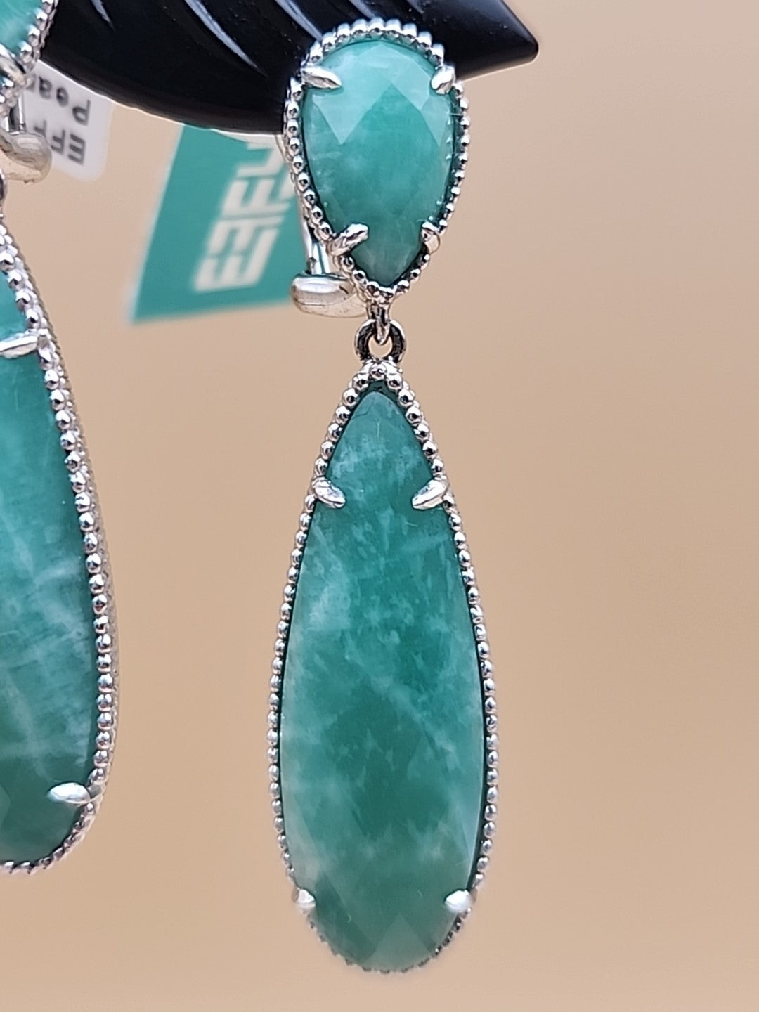 EFFY Faceted Amazonite Pear Shape/Sterling Silver Dangle/Drop Earrings