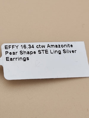 EFFY Faceted Amazonite Pear Shape/Sterling Silver Dangle/Drop Earrings
