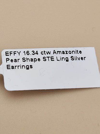 EFFY Faceted Amazonite Pear Shape/Sterling Silver Dangle/Drop Earrings