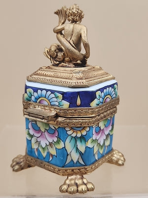 LIMOGES Peint A La Main #2559 Of 3400 Limited Edition Gilt Bronze Trinket Box