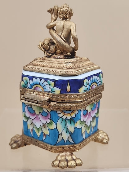 LIMOGES Peint A La Main #2559 Of 3400 Limited Edition Gilt Bronze Trinket Box