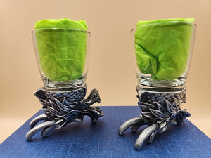 5IVESIS Set Of 2 Pewter Dragons Head Shot Glasses