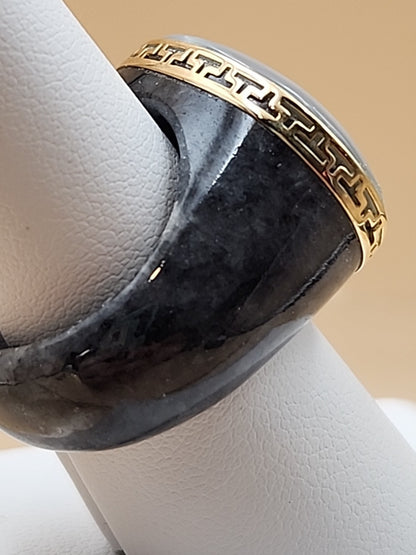 Vienesse Mother Of Pearl/14k Gold/Larkavite Stone Ring Size 8