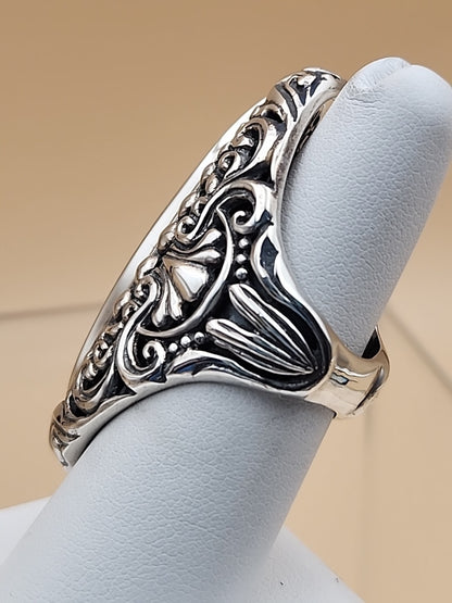 SAMUEL B. Red Jasper  Sterling Silver Filigree Ring Size 7
