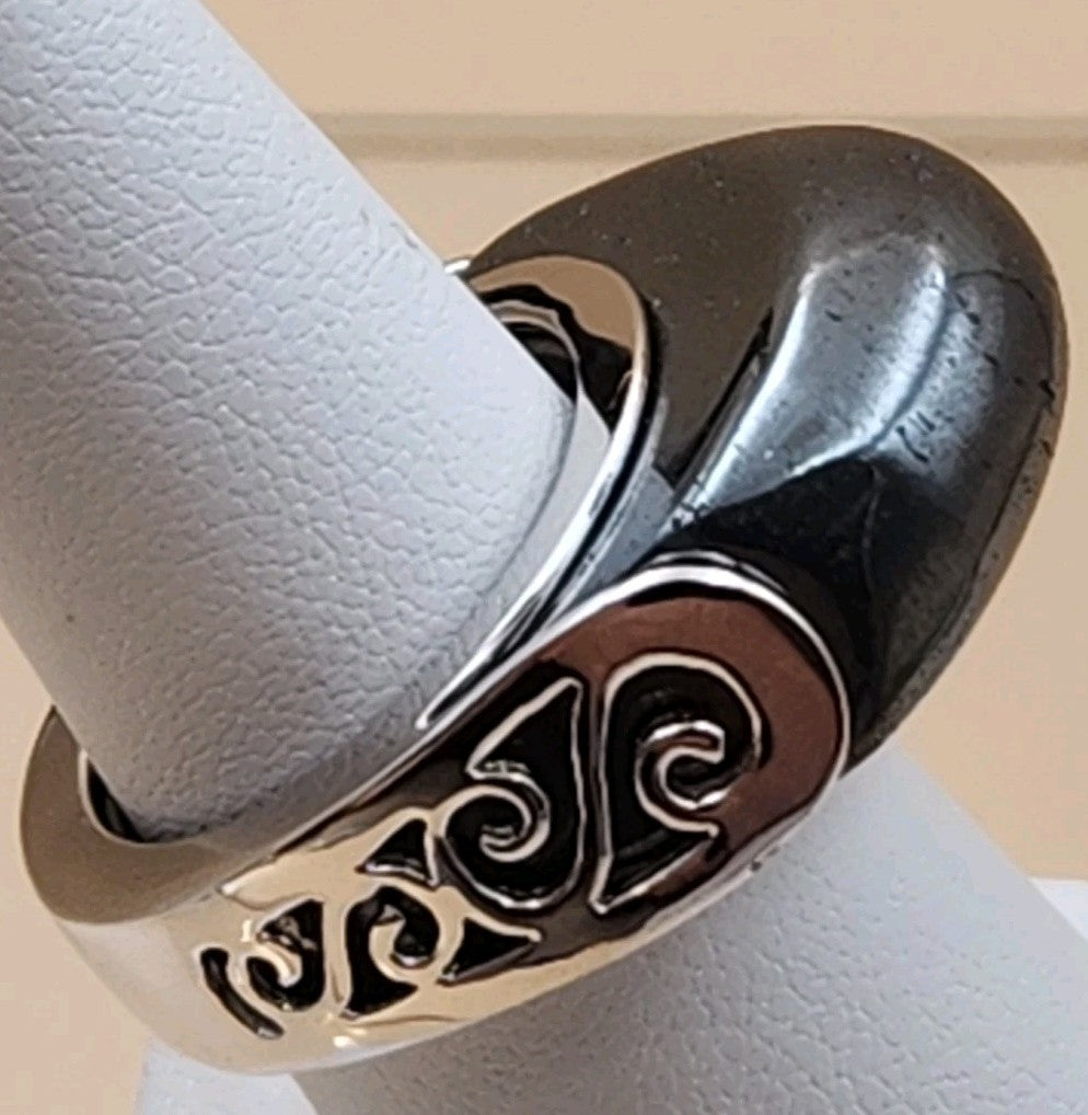 7 Semi Precious Stones/Sterling Silver Drop Ring  Size 7.5